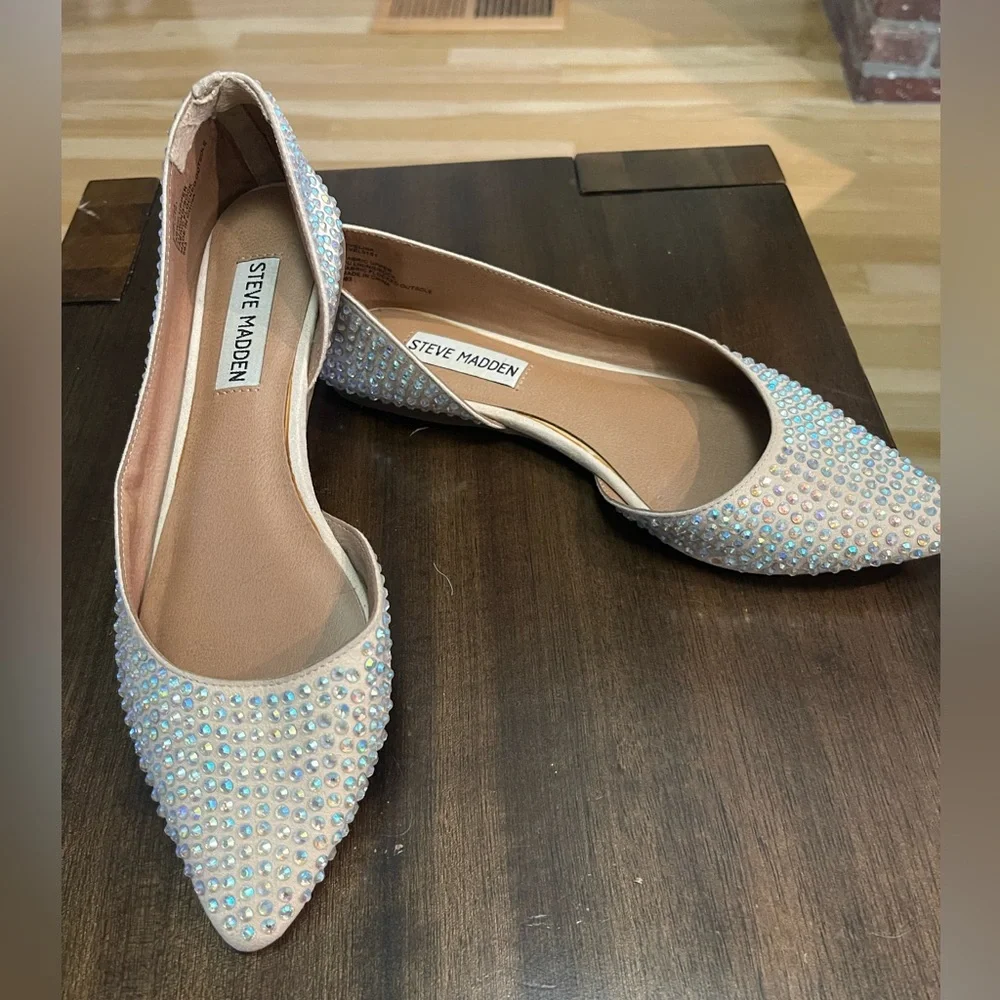 Steve Madden Rhinestone Embellished Flats - Beige - Picture 2 of 6